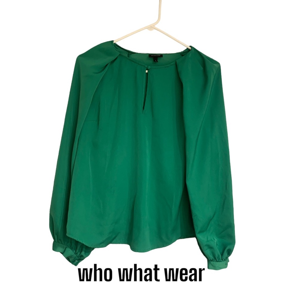 Whowhatwear long sleeve kelly emerald green blouse women’s small